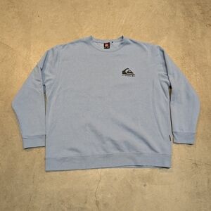 Y2K Quiksilver Men's XXL Light Blue/Gray Crewneck Sweater